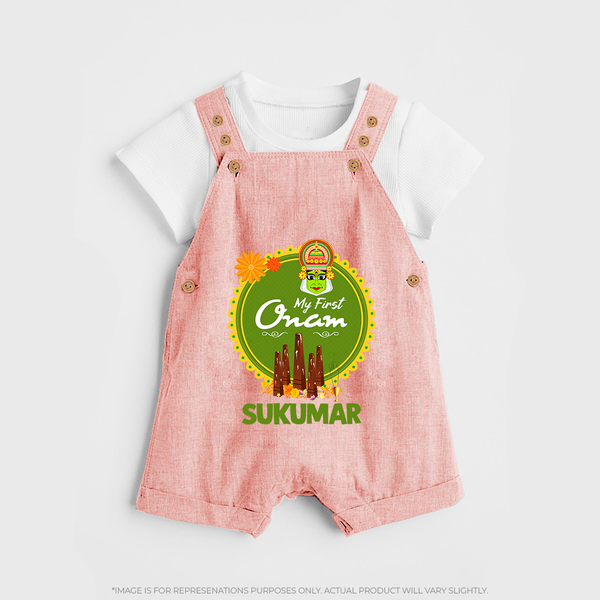 My First Onam Kerala Heritage Emblem Dungaree - PEACH - 0 - 5 Months Old (Chest 18")