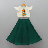 Onam Ashamsakal - Customised Crop Top and Skirt for kids - BOTTLE GREEN - 0-6 Month Old (Chest 20") (Frock Waist 20")