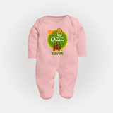 My First Onam Sleep Suit for Baby | Personalized Baby Sleep Suit for Onam Festivities - BABY PINK - New Born (Chest 7.5")