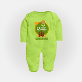 My First Onam Kerala Heritage Emblem Full Body Suit - LIME GREEN - New Born (Chest 7.5")