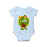 My First Onam Romper / Onesie for Baby | Personalized Baby Romper / Onesie for Onam Festivities - BABY BLUE - New Born (Chest 14")
