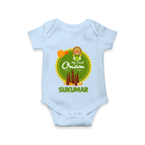 My First Onam Kerala Heritage Emblem Romper - BABY BLUE - New Born (Chest 14")