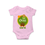 My First Onam Romper / Onesie for Baby | Personalized Baby Romper / Onesie for Onam Festivities - BABY PINK - New Born (Chest 14")