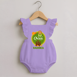 My First Onam Kerala Heritage Emblem Romper Frock - LILAC - 0 - 3 Months Old (Chest 19")