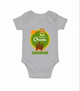 My First Onam Kerala Heritage Emblem Romper - GREY - New Born (Chest 14")