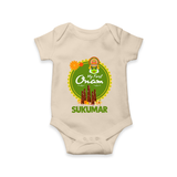 My First Onam Kerala Heritage Emblem Romper - IVORY - New Born (Chest 14")