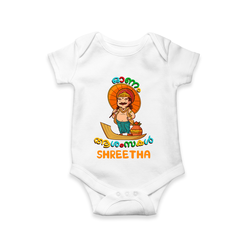 Onam Ashamsakal - Customised Onesies for kids - WHITE - 0-3Month Old (Chest 16")