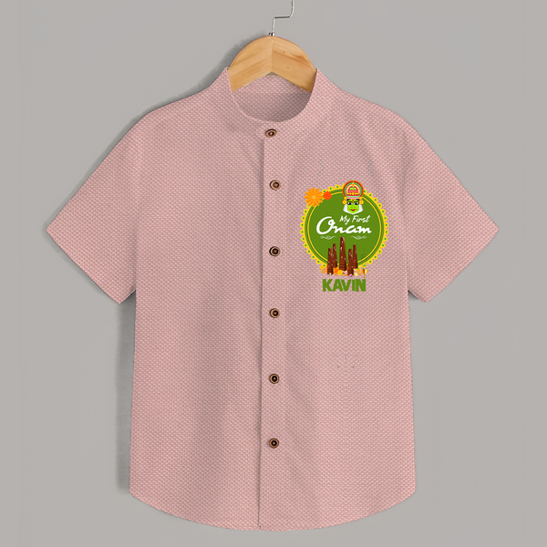 My First Onam Shirt for Baby | Personalized Baby Shirt for Onam Festivities - PEACH - 0 - 6 Months Old (Chest 23")
