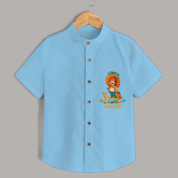 Onam Ashamsakal - Customised Shirt for kids - SKY BLUE - 0 - 6 Months Old (Chest 23")