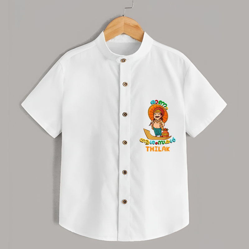 Onam Ashamsakal - Customised Shirt for kids - WHITE - 0 - 6 Months Old (Chest 23")