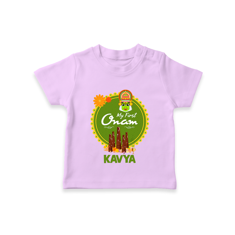 My First Onam T-Shirt for Baby | Personalized Baby T-Shirt for Onam Festivities - LILAC - 0-5 Months Old (Chest 17")