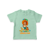 Onam Ashamsakal - Customised T-Shirt for kids - MINT GREEN - 0-5Month Old (Chest 17")