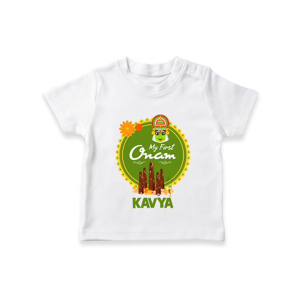 My First Onam T-Shirt for Baby | Personalized Baby T-Shirt for Onam Festivities - WHITE - 0-5 Months Old (Chest 17")