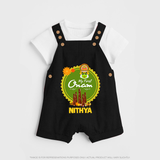 My First Onam Dungaree Set for Baby | Personalized Baby Dungaree Set for Onam Festivities - BLACK - 0 - 5 Months Old (Chest 18")