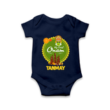 My First Onam Kerala Heritage Emblem Romper - NAVY BLUE - New Born (Chest 14")