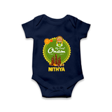 My First Onam Romper / Onesie for Baby | Personalized Baby Romper / Onesie for Onam Festivities - NAVY BLUE - New Born (Chest 14")