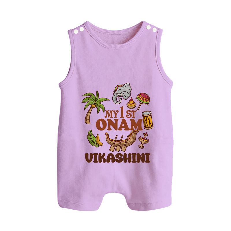 My First Onam Traditional Romper Suit / Sleeveless Romper | Custom Romper Suit / Sleeveless Romper for Celebrating Onam - LILAC - 0 - 5 Months Old (Chest 18")