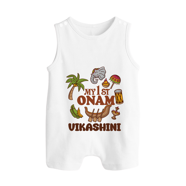 My First Onam Traditional Romper Suit / Sleeveless Romper | Custom Romper Suit / Sleeveless Romper for Celebrating Onam - WHITE - 0 - 5 Months Old (Chest 18")