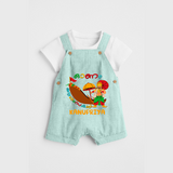 Onam Ashamsakal - Customised Cute Dungaree for kids - ARCTIC BLUE - 0 - 5 Months Old (Chest 18")