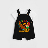 Onam Ashamsakal - Customised Cute Dungaree for kids - BLACK - 0 - 5 Months Old (Chest 18")