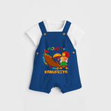 Onam Ashamsakal - Customised Cute Dungaree for kids - COBALT BLUE - 0 - 5 Months Old (Chest 18")