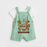 My First Onam Traditional Dungaree Set | Custom Dungaree Set for Celebrating Onam - MINT GREEN - 0 - 5 Months Old (Chest 18")
