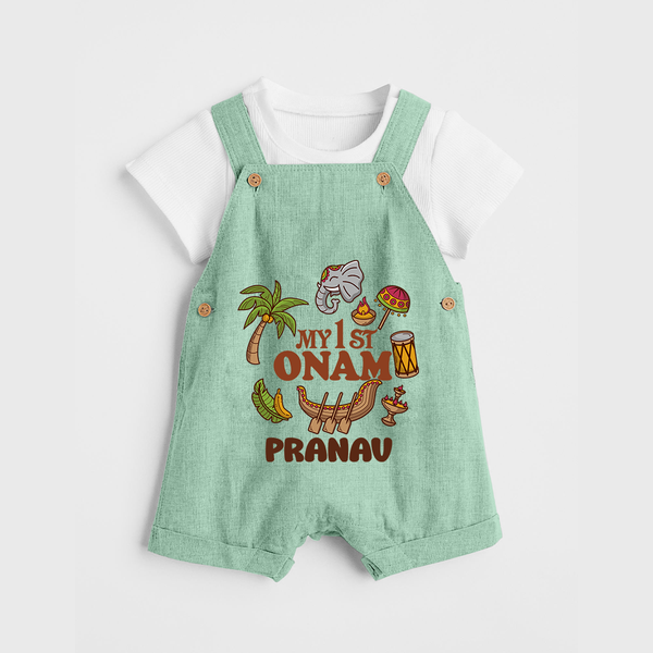 My First Onam Kerala Festival Icons Dungaree - MINT GREEN - 0 - 5 Months Old (Chest 18")