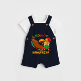 Onam Ashamsakal - Customised Cute Dungaree for kids - NAVY BLUE - 0 - 5 Months Old (Chest 18")