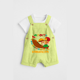 Onam Ashamsakal - Customised Cute Dungaree for kids - PASTEL GREEN - 0 - 5 Months Old (Chest 18")