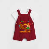 Onam Ashamsakal - Customised Cute Dungaree for kids - RED - 0 - 5 Months Old (Chest 18")