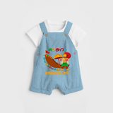 Onam Ashamsakal - Customised Cute Dungaree for kids - SKY BLUE - 0 - 5 Months Old (Chest 18")