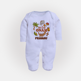 My First Onam Kerala Festival Icons Full Body Suit - BABY BLUE - New Born (Chest 7.5")