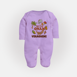 My First Onam Traditional Sleep Suit | Custom Sleep Suit for Celebrating Onam - LILAC - New Born (Chest 7.5")