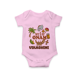 My First Onam Traditional Romper / Onesie | Custom Romper / Onesie for Celebrating Onam - BABY PINK - New Born (Chest 14")