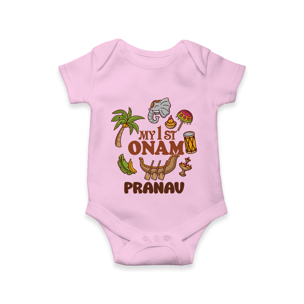 My First Onam Kerala Festival Icons Romper - BABY PINK - New Born (Chest 14")