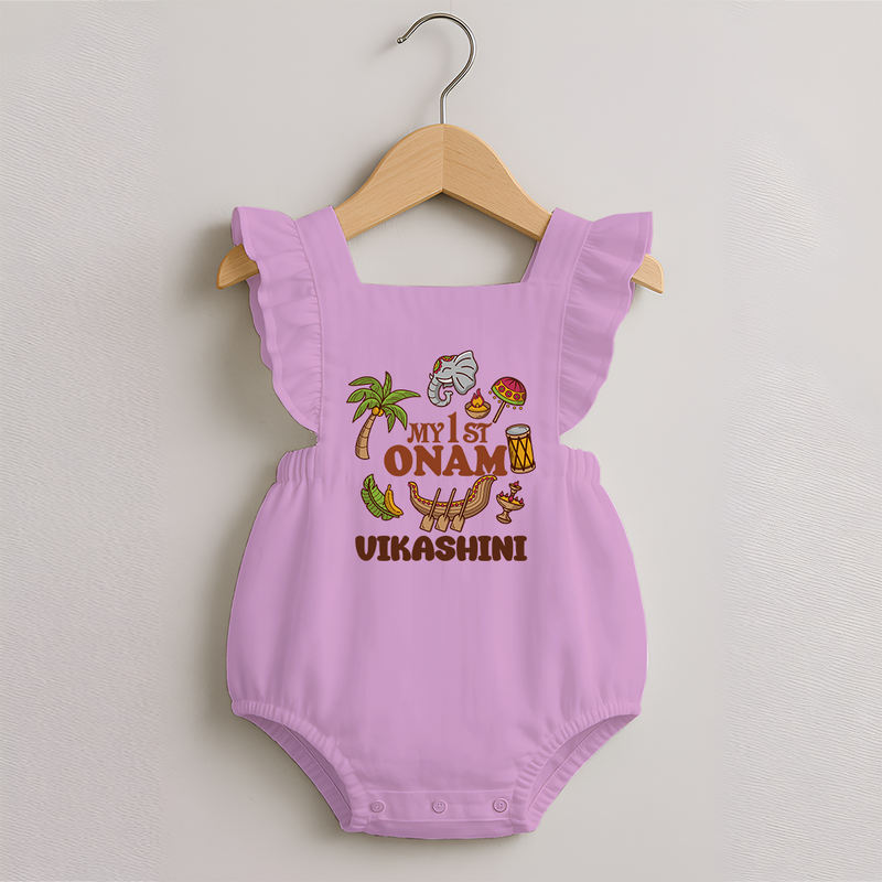 My First Onam Traditional Romper Frock | Custom Romper Frock for Celebrating Onam - BABY PINK - 0 - 3 Months Old (Chest 19")