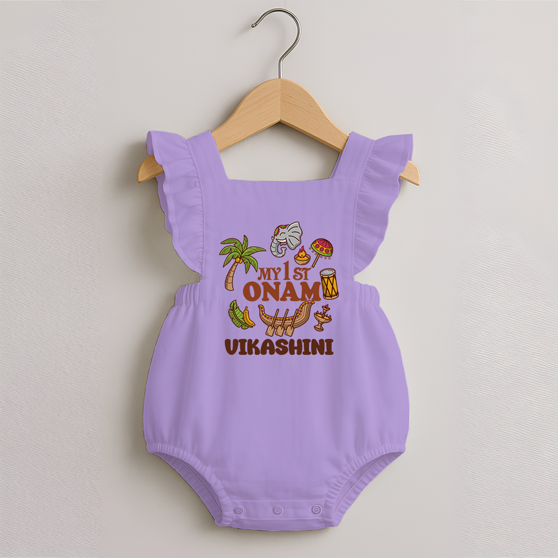 My First Onam Traditional Romper Frock | Custom Romper Frock for Celebrating Onam - LILAC - 0 - 3 Months Old (Chest 19")