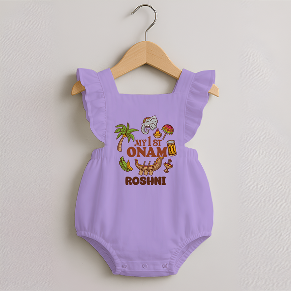 My First Onam Kerala Festival Icons Romper Frock - LILAC - 0 - 3 Months Old (Chest 19")