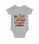 My First Onam Kerala Festival Icons Romper - GREY - New Born (Chest 14")