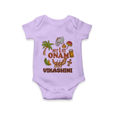 My First Onam Traditional Romper / Onesie | Custom Romper / Onesie for Celebrating Onam - LILAC - New Born (Chest 14")