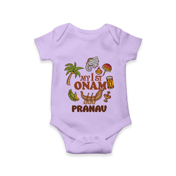 My First Onam Kerala Festival Icons Romper - LILAC - New Born (Chest 14")