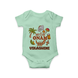 My First Onam Traditional Romper / Onesie | Custom Romper / Onesie for Celebrating Onam - MINT GREEN - New Born (Chest 14")