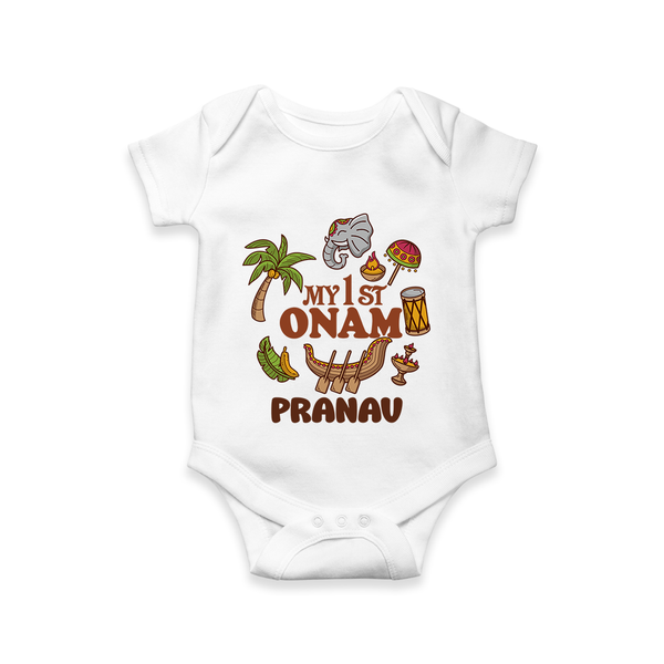 My First Onam Kerala Festival Icons Romper - WHITE - New Born (Chest 14")