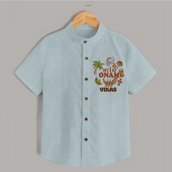 My First Onam Traditional Shirt | Custom Shirt for Celebrating Onam - ARCTIC BLUE - 0 - 6 Months Old (Chest 23")