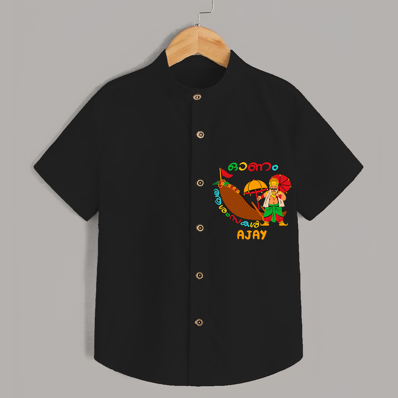 Onam Ashamsakal - Customised Cute Shirt for kids - BLACK - 0 - 6 Months Old (Chest 23")