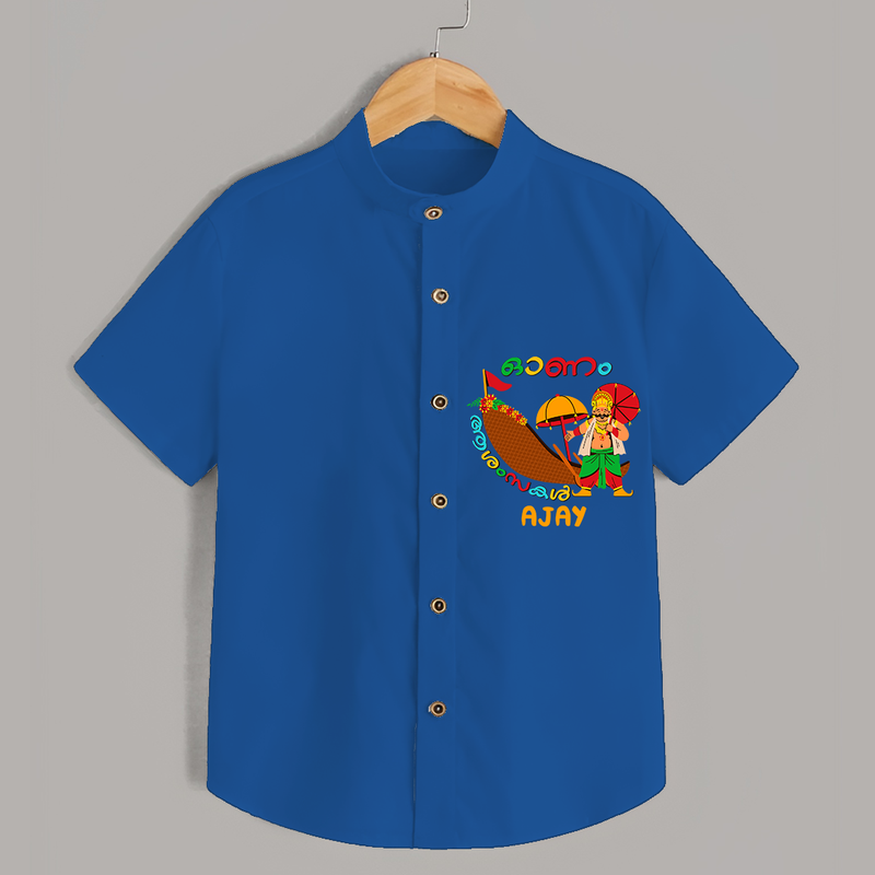 Onam Ashamsakal - Customised Cute Shirt for kids - COBALT BLUE - 0 - 6 Months Old (Chest 23")