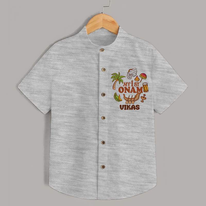 My First Onam Traditional Shirt | Custom Shirt for Celebrating Onam - GREY - 0 - 6 Months Old (Chest 23")