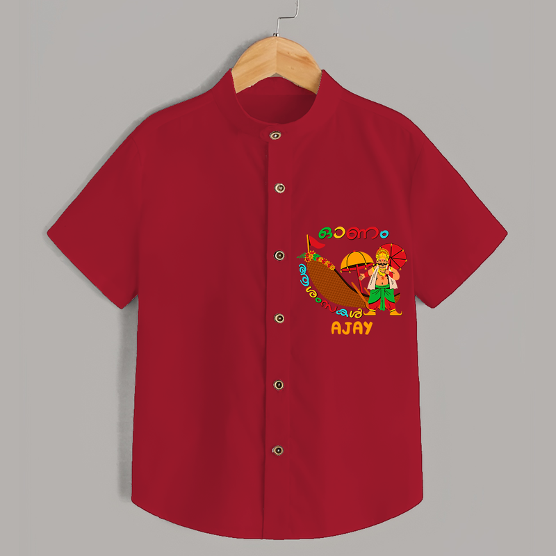 Onam Ashamsakal - Customised Cute Shirt for kids - RED - 0 - 6 Months Old (Chest 23")