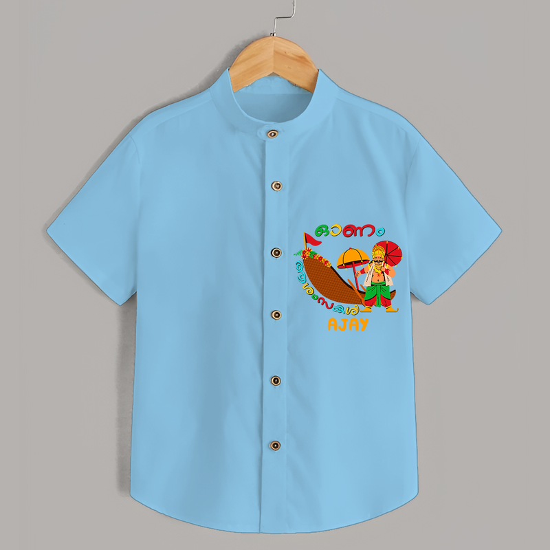 Onam Ashamsakal - Customised Cute Shirt for kids - SKY BLUE - 0 - 6 Months Old (Chest 23")