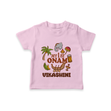 My First Onam Traditional T-Shirt | Custom T-Shirt for Celebrating Onam - BABY PINK - 0-5 Months Old (Chest 17")